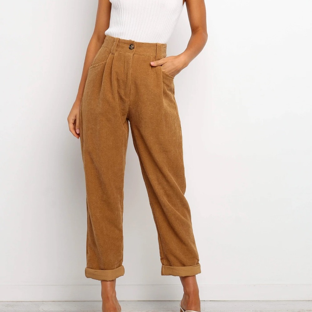 Petal & Pup Talaren Cuffed Corduroy Pants (Chocolate Brown)